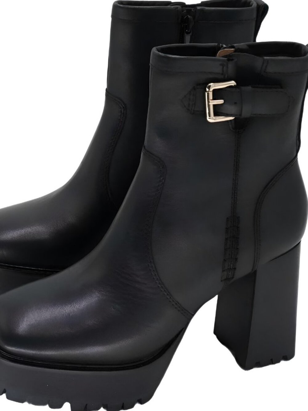 Steve Madden Womens Sumitt Platform Bootie Black Leather Sz 8M - Picture 2 of 6